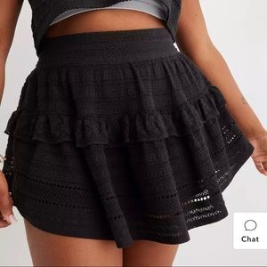 Aerie Textured Lace Ruffle Mini Skirt